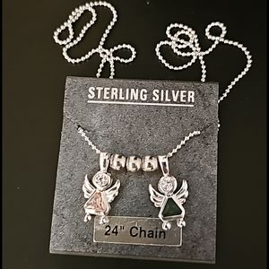 Mothers angel charm necklace